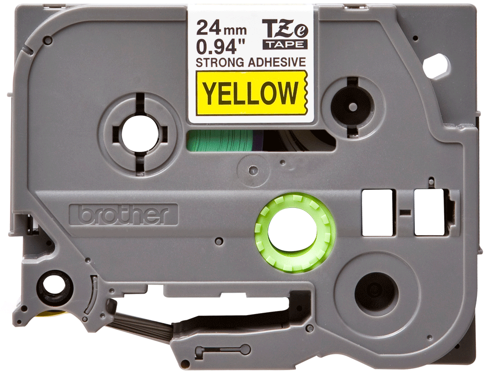 Brother TZeS651: оригинальная кассета с лентой с мощной клейкой поверхностью для печати наклеек черным на желтом фоне, ширина: 24 мм.